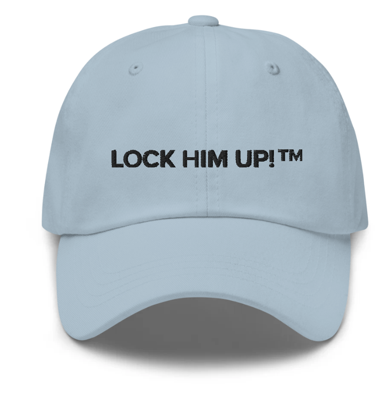 A light blue baseball hat with black text on it

Description automatically generated with medium confidence