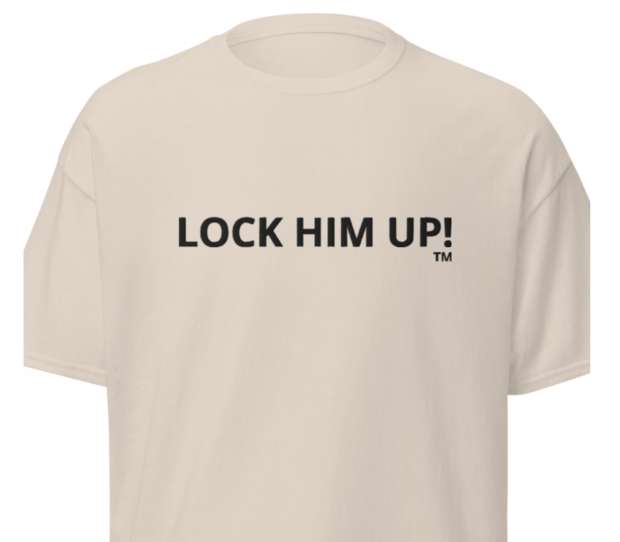 A white t-shirt with black text

Description automatically generated