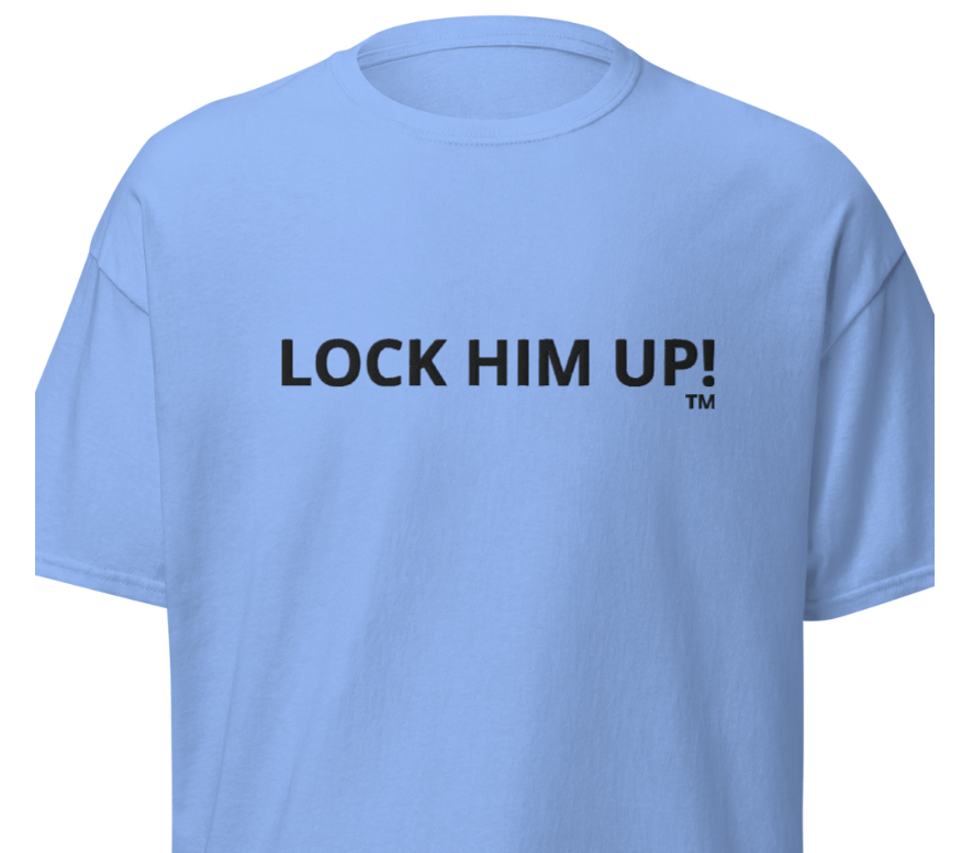 A light blue t-shirt with black text

Description automatically generated